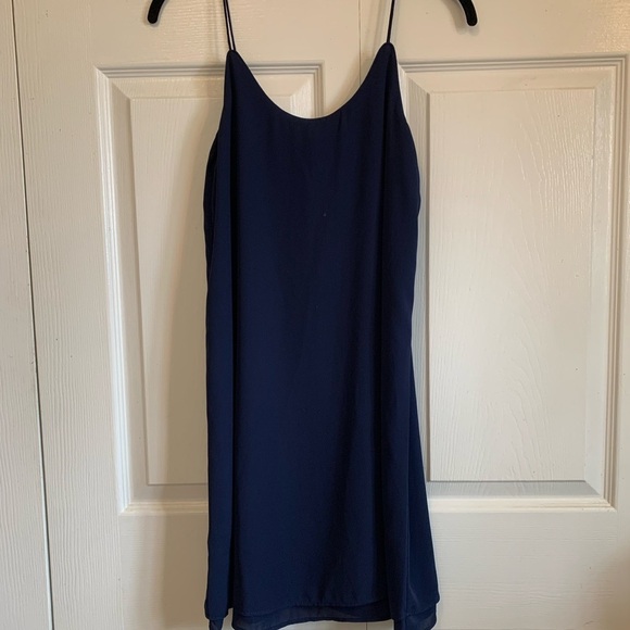 NWT Francesca’s Navy blue sheer like strap dress - Picture 3 of 9